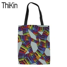 THIKIN хозяйственные сумки Для женщин нотной печатью холст тотализатор сумка женская клавиатура узор на ремне сумки для шоппинга для девочек большая сумка для книг