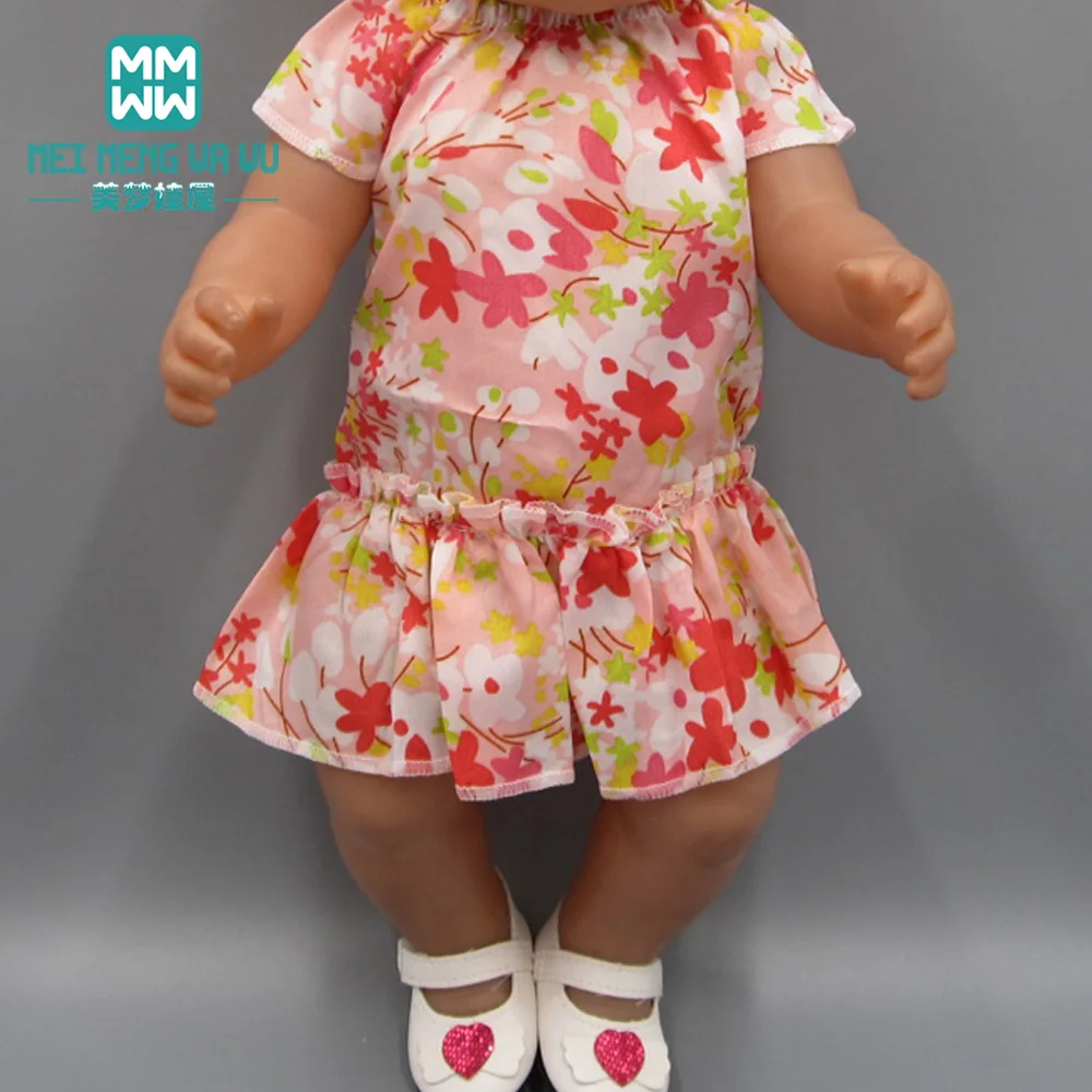 

Baby clothes fits 43cm new born doll accessories fashion fashion print dress + hair accessory