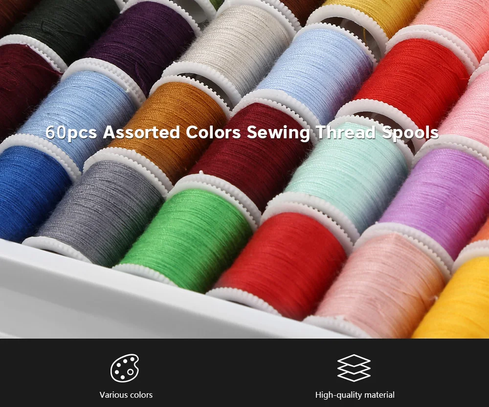60pcs Assorted Colors Sewing Thread Spools Storage Organizer Holder