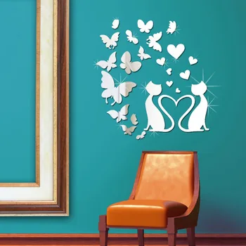 

MEYA Cute Butterfly And Rabbit Wall Mirror Sticker,Removable Cartoon Acrylic Mirror Decal &Murals for Home Nursery Bedroom Deco