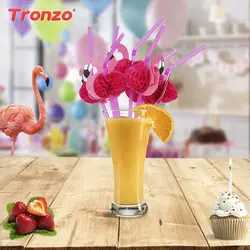 Tronzo Фламинго трубочки Пластик День рождения украшения Дети 50 шт. 24 см мультфильм животных соломинки для Baby Shower сувениры