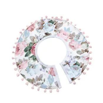 

Flowers Baby Girl Bibs Cotton Toddler Infant Round Collar Burp Cloth Absorption Saliva Towel for Lunch Feeding Buckle Adjustable