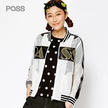 PASS 2017 New Arrival Women Spring Coat Fashion Hollow Out Net Patchwork Long Sleeve Jacket Female Letter Embroidery Short Coat