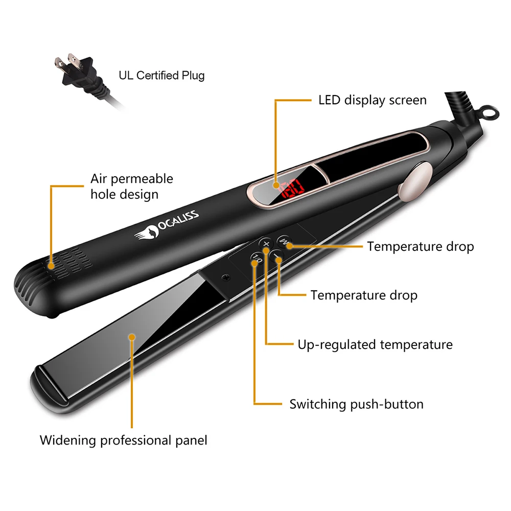 Ocaliss, профессиональные титановые выпрямители для волос, RM-39TFP, регулируемая температура, с цифровым ЖК-дисплеем, 100-240 В, 30 s, нагреваются