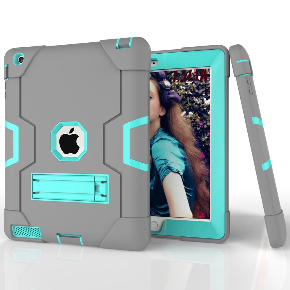 Чехол для Apple ipad 2 ipad 3 ipad 4 дети Безопасный панцири противоударный Heavy Duty кремния + PC Стенд задняя крышка чехол для ipad 2, 3, 4