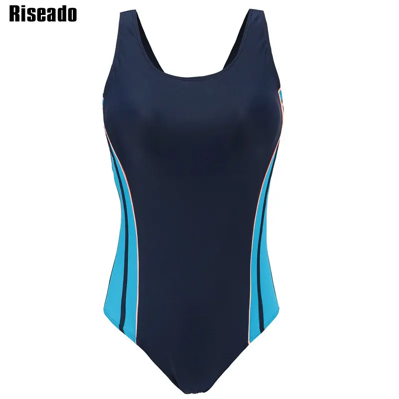 

Riseado Patchwork One Piece Swimsuit 2019 Sport Competition Swimwear Women Racer Back Swimming Bathing Suits Beachwear