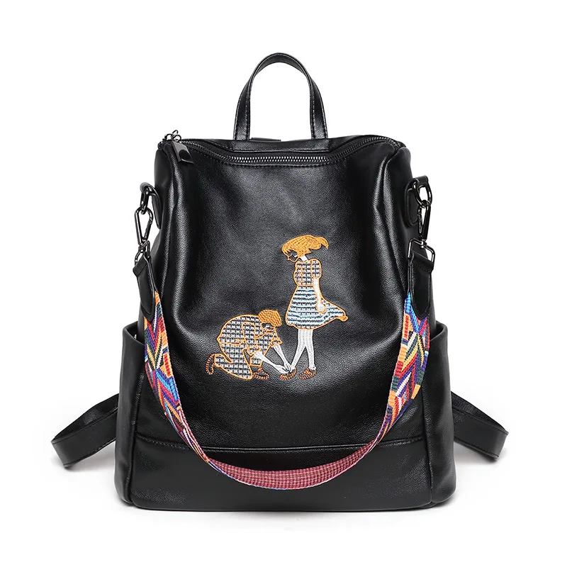 Известный бренд, женские рюкзаки из искусственной кожи, женские школьные сумки для девочек-подростков, рюкзак с вышивкой, рюкзак с рисунком, Mochila