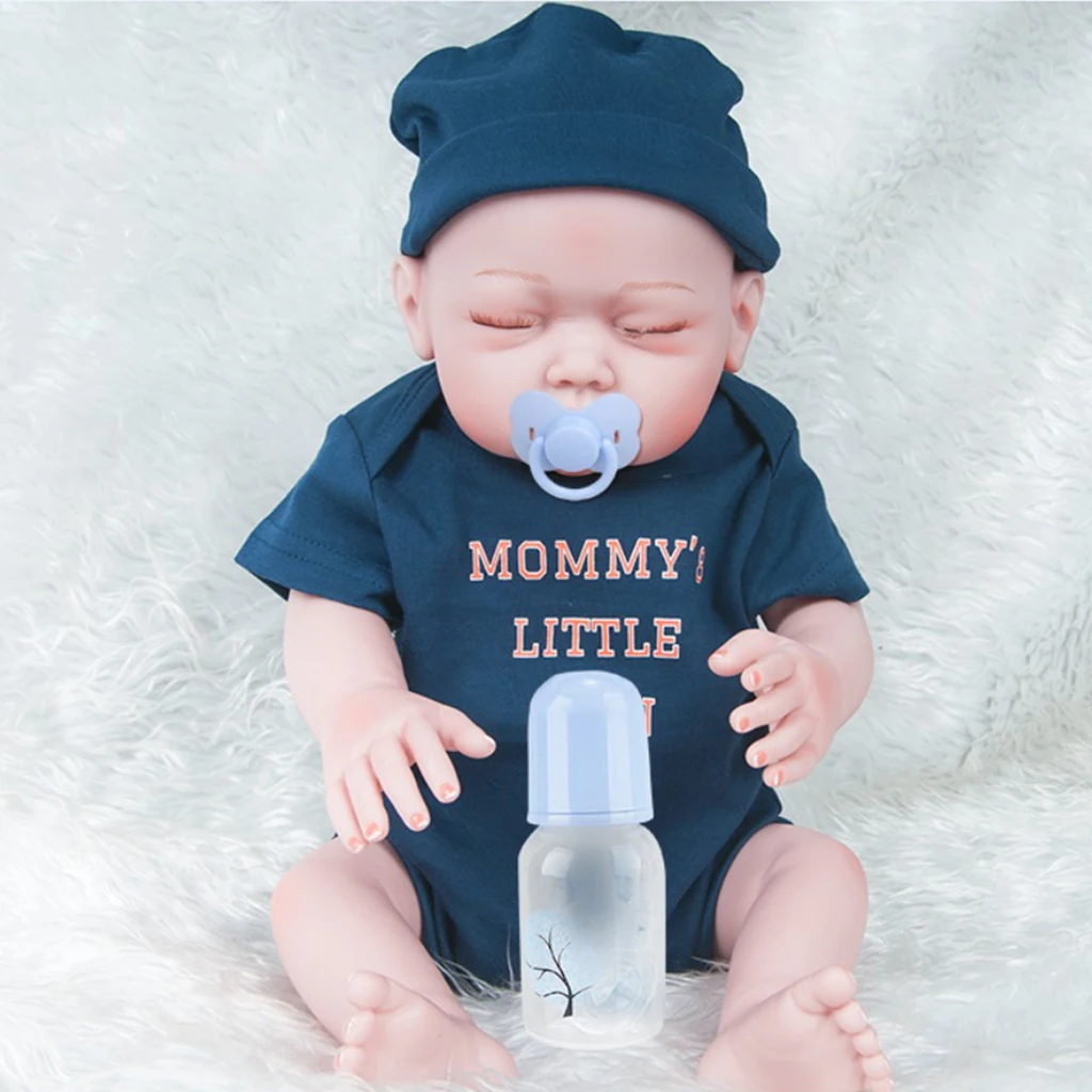 MagiDeal Life Size Realistic Soft Vinyl Newborn Baby Boy Doll in Rompers Hat