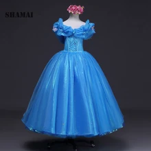 Шамай голубая бабочка cospaly платье Золушки индивидуальный заказ для девочек в цветочек платья для девочек на день рождения бальное платье