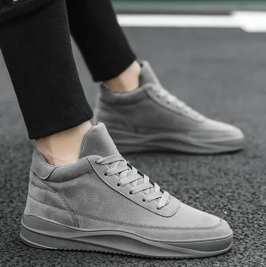 

2019 Brand Fashion Men Casual Flats Shoes Male Lace Up HIGH Top Winter Snow Warm Fur Lightweight Sneaker All Black Boots 39-44