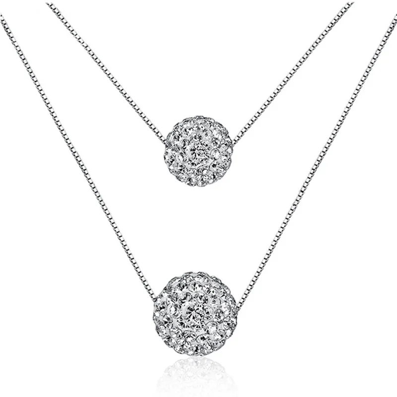 

Drop Shipping Pendant Necklace Sterling Silver Jewelry Zircon Ball Pendant Clavicle Chain Women Gold Plated Wholesale Pendant
