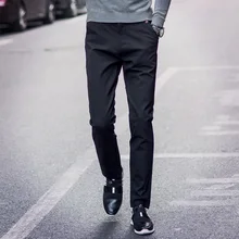 Spring Summer Skinny Fashion Mens Dress Pants Formal Western-Style Suit Trousers Commercial Slim Straight Costume Pantalon Homme