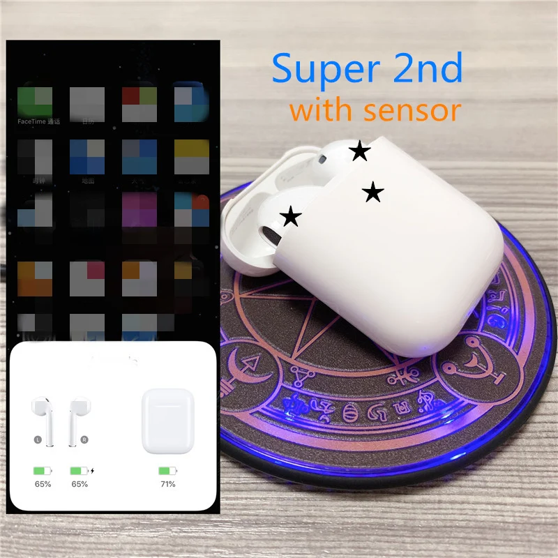

Best Super Brand 2 with Charging Case Wireless Bluetooth Headphones Stereo Music Earphone for IOS With sensor