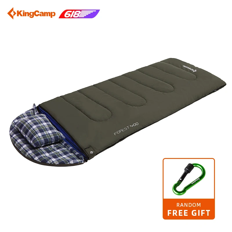 

KingCamp FOREST Series Cotton Square Sleeping Bag with Washable Liner Pillow and Portable Handbag for Camping