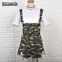 HCYO Women Jumpsuits Rompers Hole Suspenders Denim Short Tracksuits Women Bodysuits Plus Size Rompers Womens Playsuits Bodysuit