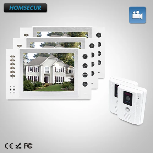 

HOMSECUR 8" Wired Video&Audio Smart Doorbell+White Camera for Home Security 2C3M : TC011-W Camera(White)+TM801R-W Monitor(White)