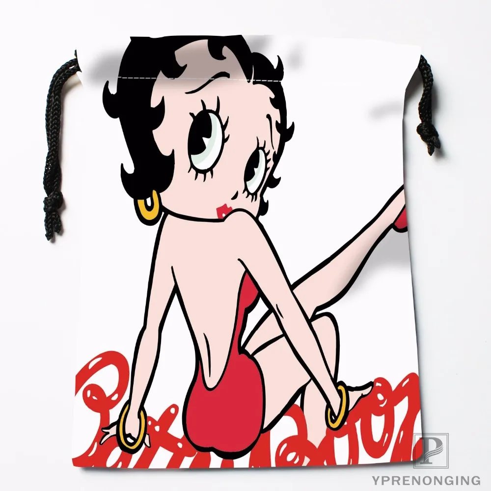 Изготовленные на заказ сумки на шнурке Betty Boop с принтом, модные дорожные сумки для хранения, мини-сумка для плавания, походов, игрушек, размер 18x22 см#180412-11-09