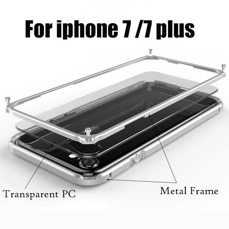 For iphone 7 Metal Bumper Case Coque for iphone 7 Plus Case Luxury Aluminum Frame PC