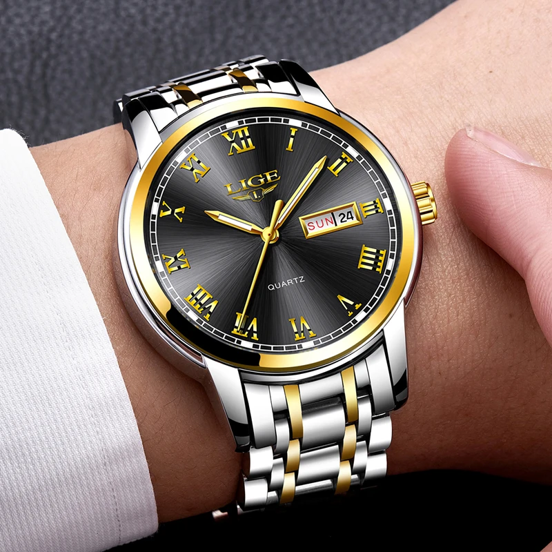 LIGE Watch Men Fashion Sports Quartz Clock Mens Watches Top Brand Luxury Full Steel Business Waterproof Watch Relogio Masculino