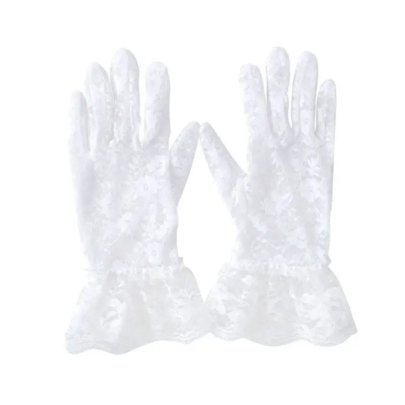 Женское платье перчатки свадебные полный палец кружевные перчатки девушки мода варежки аксессуары Розовый Белый полые gai