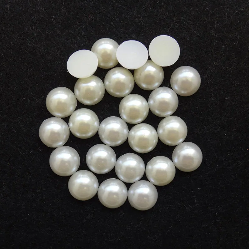 

1 Pack Acrylic Pearl Beads White Imitation Half Round Flatback 8 10 12 14 16 18 20 25mm Cabochon Pearls for DIY Jewelry Making