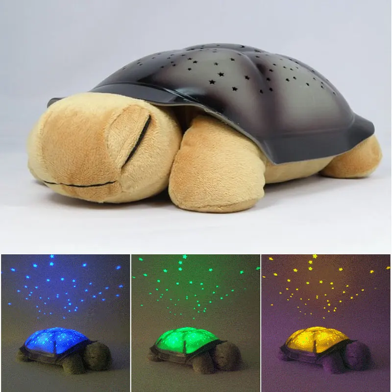 Светодиодный ночной Светильник черепаха, проектор со звездами, на батарейках, музыкальный светильник черепаха, лампа для детской игрушки, Рождественское украшение для дома
