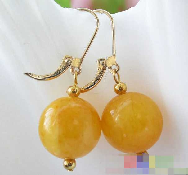 

Hot sell Noble- hot sell new - free shippinbg 12309 ROUND yellow agate bead dangle earring