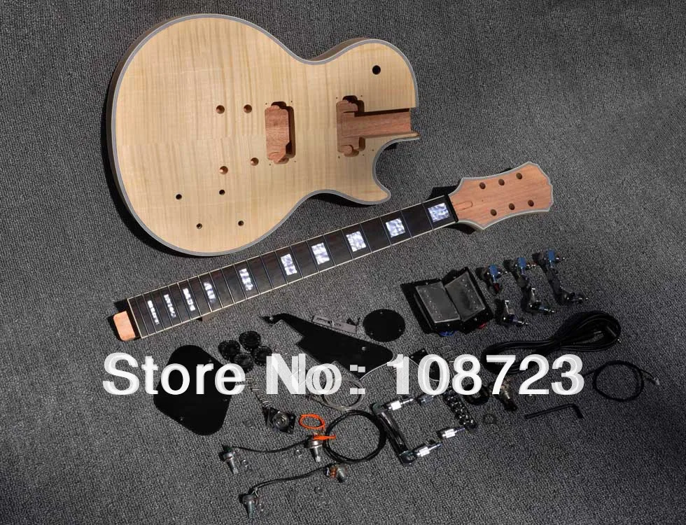 

2017 Unfinished Electric Guitar Kit With Flamed Maple Top DIY guitar For Epi Custom Shop Style