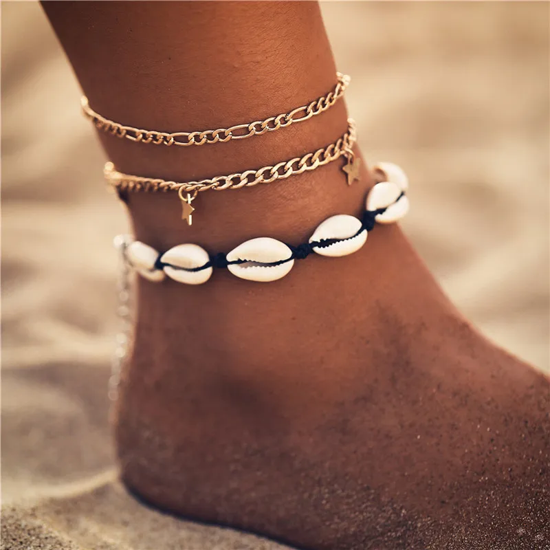 17 км богемная Морская звезда браслет для щиколоток с камнем набор для женщин винтажный ручной работы волнистый браслет на ногу Пляж океан Ювелирные изделия - Окраска металла: FCS1907