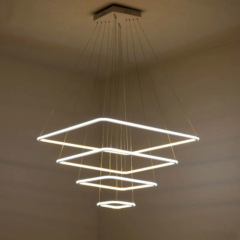 

80CM 60CM 40CM Modern 3 square rings LED Pendant Lights For Living Room Dining room light Pendant Lamp Hanging Ceiling luminaire