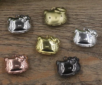 

20mm 20pcs Hello Kitty Photo Frame Locket Box,Brass Bronze Tone Pendant European style Craft,Jewelry Finding Pendant
