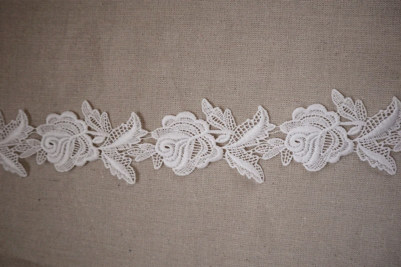 14 yards venice lace trim by the yard, off white embroidered lace