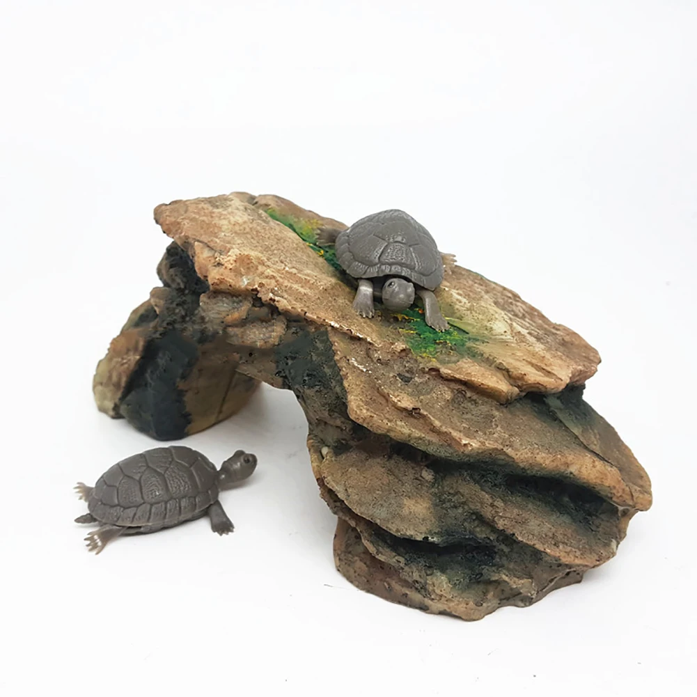 Черепаха рептилия остров док греется платформа аквариум Имитация скалы