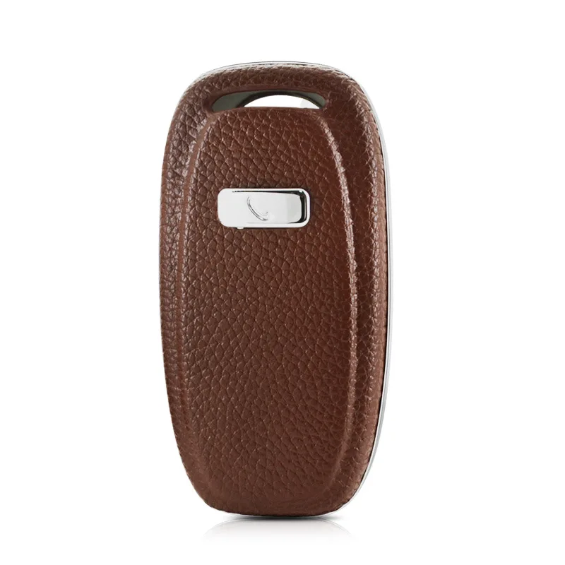 Топ Слои кожа Smart Remote ключа автомобиля чехол для ключа чехол крышку клавиатуры для AUDI A4L A6L Q5 S5 S7 A5 A7A8 2013 - Название цвета: Brown
