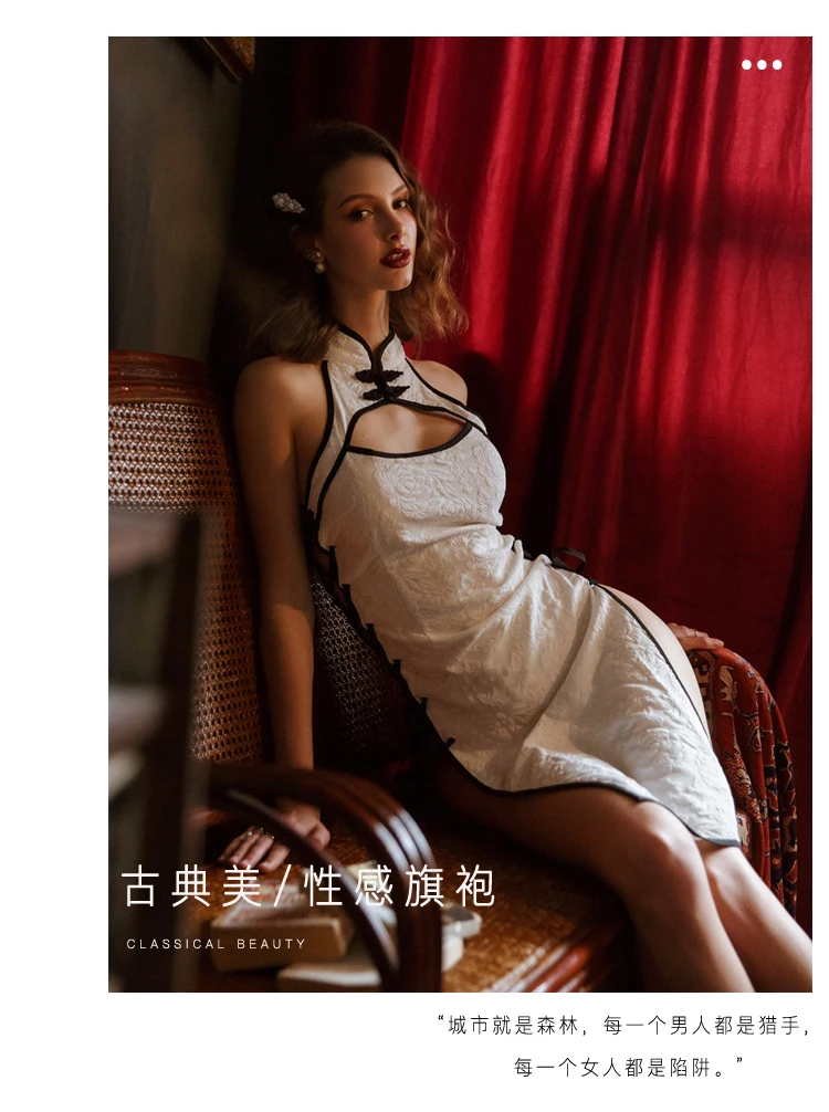 Пикантные женские босоножки для ночного клуба белье Cheongsam Для женщин с точки зрения, летнее Сетчатое платье традиционное китайское платье