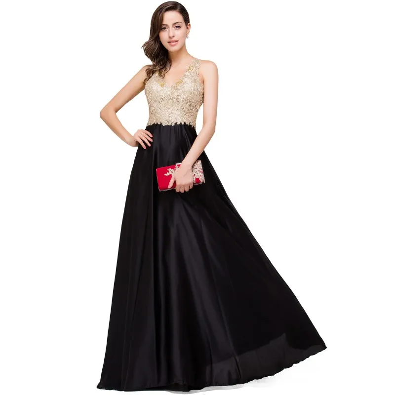 Черная Русалка Длинные платья для выпускного вечера Аппликация золотого цвета вечерние платья Украшенные бисером Vestidos de gala - Цвет: Black
