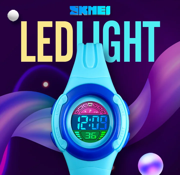 SKMEI Luminous Children Watch Fashion Digital Back Light 5Bar Waterproof Buckle Student Running Wristwatch Gril Boy Gift