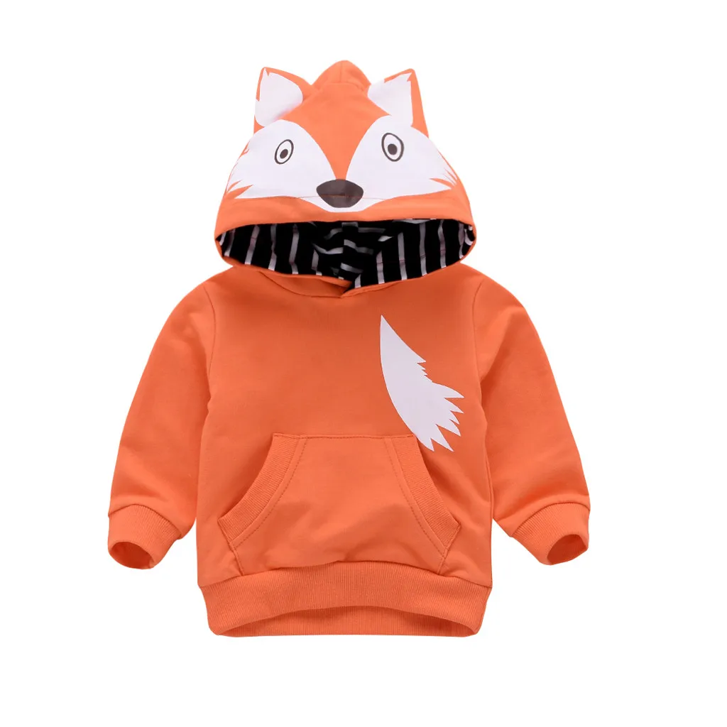 

TELOTUNY Fashion Lovely Baby 1PCS Toddler Kids Baby Boys Hooded Sweatshirts Infant Cartoon Fox Blouse Hoodies Tops Z0129
