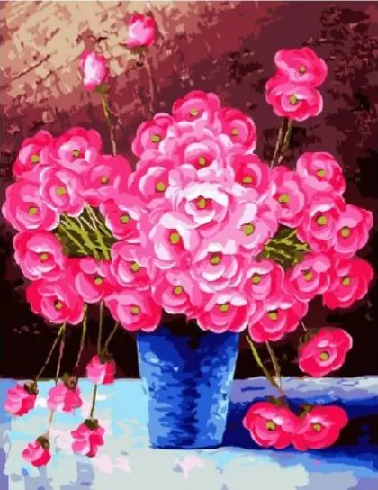 cioioil-T1156 pink flowers painting by numbers on canvas wall pictures coloring by numbers with acrylic paints for home decor 