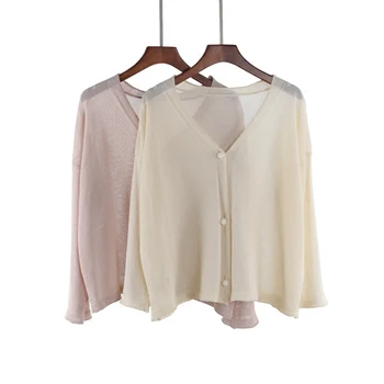 

Knitted cardigan 2019 Icewire short lazy smock suntan shirt empty cardigan sweater thin