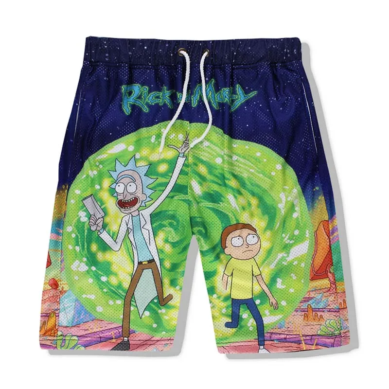 Men Summer Beach Cotton Quick drying Mesh Fabric Cartoon Shorts Funny