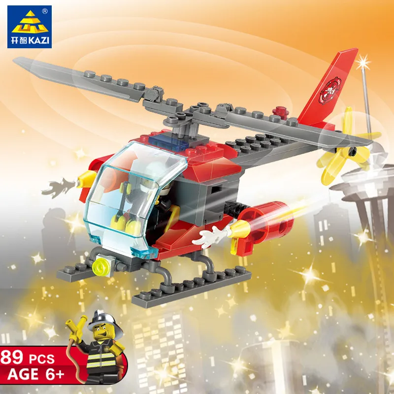 

City Fire Fight Helicopter Building Blocks Sets Fireman Plane Model Compatible LegoINGLs Bricks Educational Toys for Children