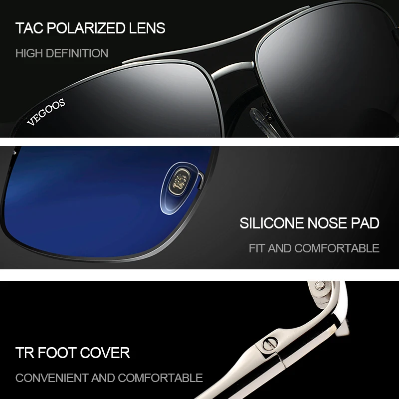VEGOOS мужские поляризованные солнцезащитные очки для спорта на открытом воздухе, мужские солнцезащитные очки для вождения, металлическая оправа, солнцезащитные очки Gafas de Sol Hombre#3073