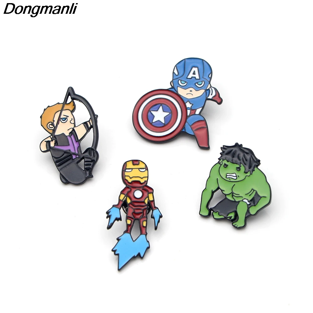 

DMLSKY Super hero Brooches Metal Pins For Men Backpack Pins Personality Collar Pin Charm Jewelry M1929