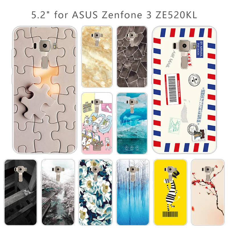 Квадратный чехол для Asus Zenfone 3 ZE520KL прозрачный мягкий силиконовый из ТПУ чехлы