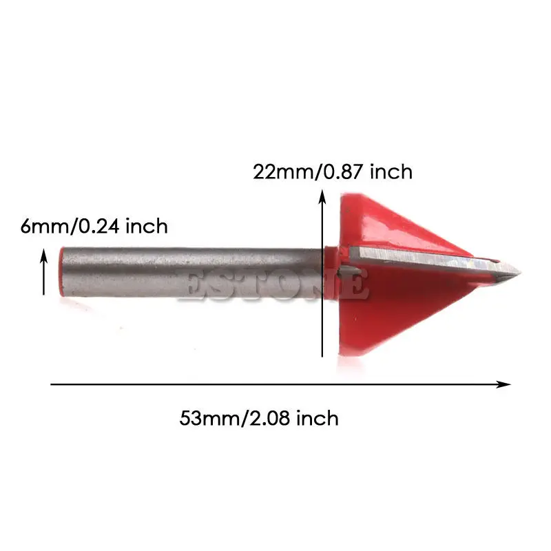 1/" V паз бит ЧПУ 60 градусов маршрутизатор резьба инструмент деревообрабатывающий резак 6x22 мм