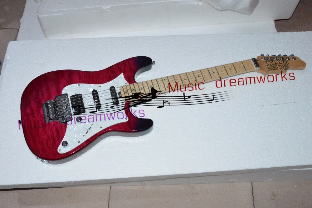 

China OEM firehawk shop custom electric guitar Red water ripple grain Colors to order.Ems free shipping.