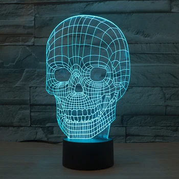 

3D skull shape LED night lamp 7 changing colors for room decor or Halloween gifts Touch control