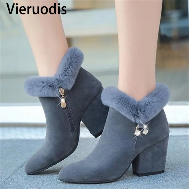 black heels with fur on toe