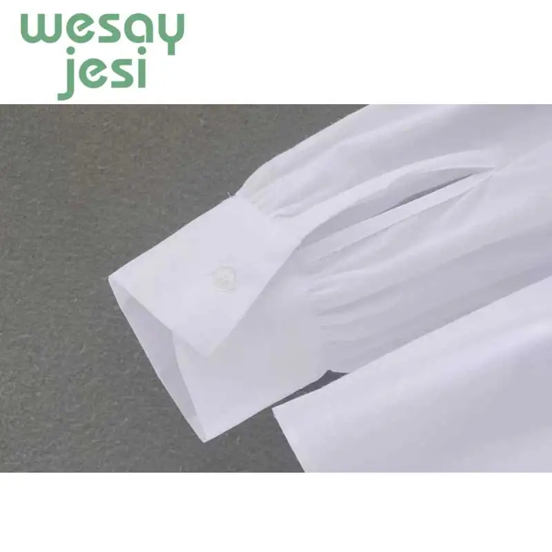 2019 New Autumn Lapel Long Sleeve Fold White Loose Shirt Women Blouse Fashion Tide button casual loose tops